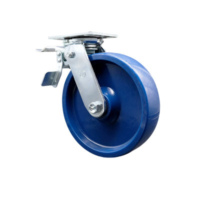8 Inch Solid Polyurethane Caster with Roller Bearing and Total Lock Brake SCC