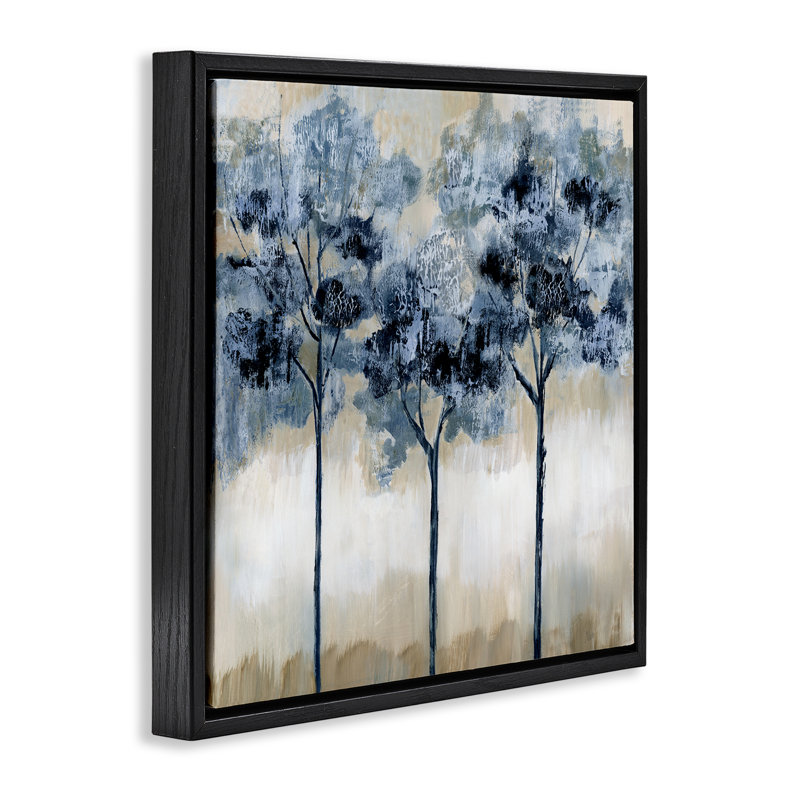 Trio d'arbres tachetés, Cadre flottant noir de jais, H 18 po x l 18 po