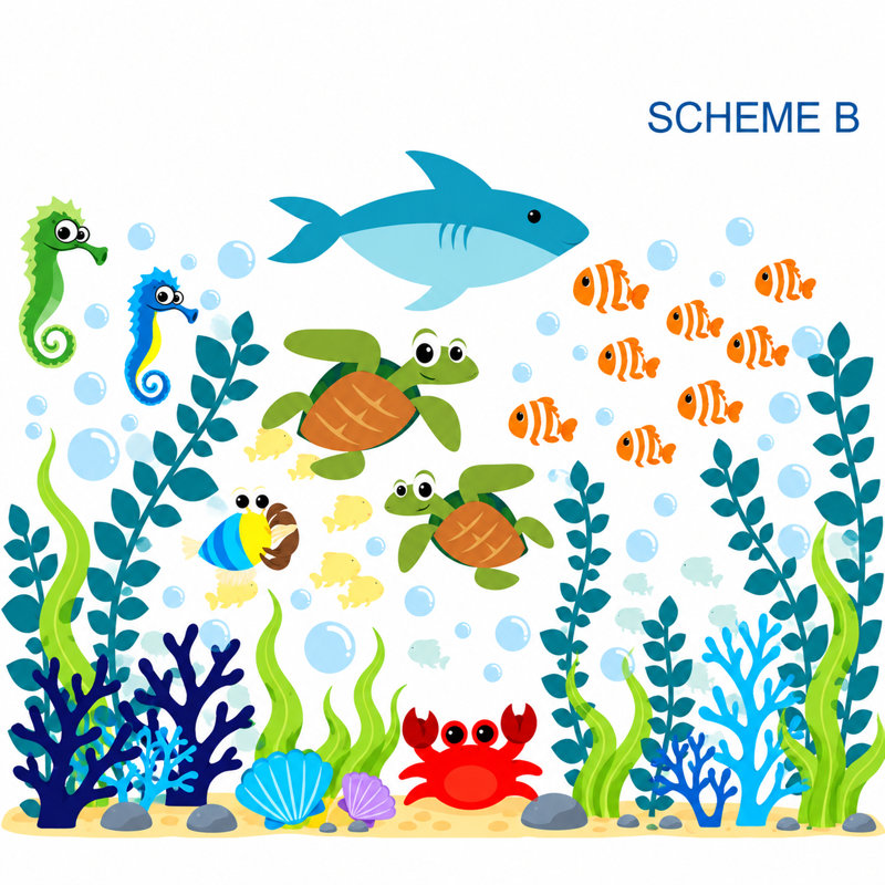 Nautical & Beach Non-Wall Damaging Wall Decal, Scheme B