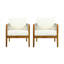 Chaises club d'extérieur (ensemble de 2), structure en bois d'acacia avec dossier en corde, coussins beiges hydrofuges pour patio / cour arrière / terrasse