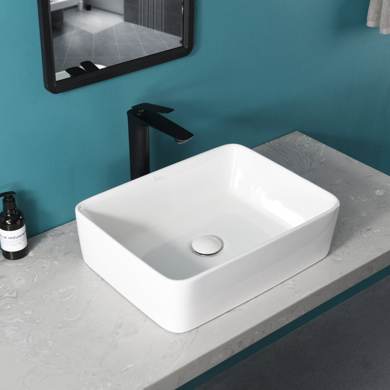 Davivy 14.5'' White Ceramic Rectangular Bathroom Sink