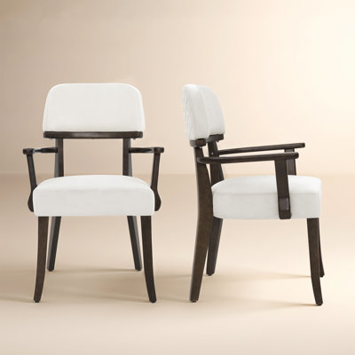 Modern Upholstered Solid Wood Dining Chair With Arms