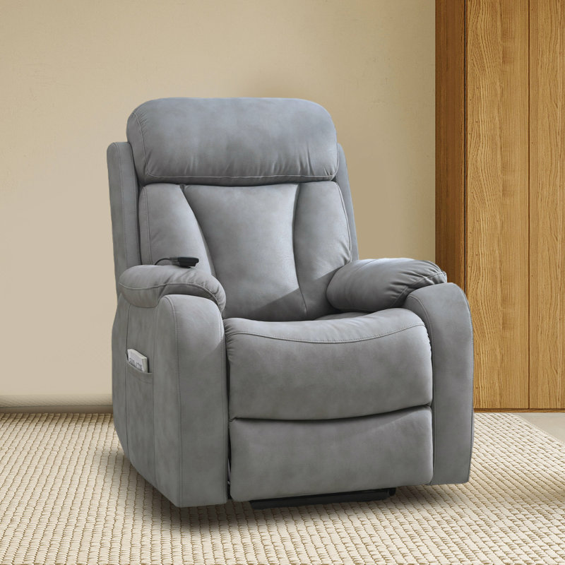 Fauteuil inclinable électrique avec repose-pieds Nicolay, Polyester gris clair