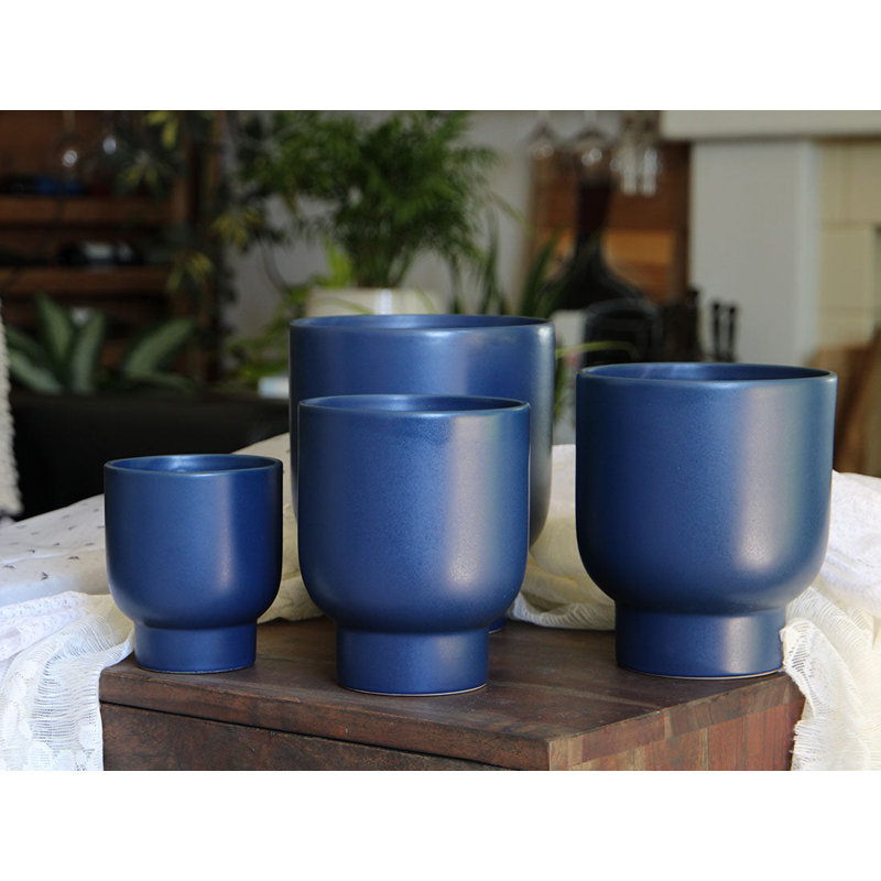 Cache-pots Monstera en céramique émaillée (paquet de 8) - Intérieur/Extérieur, Brun mat