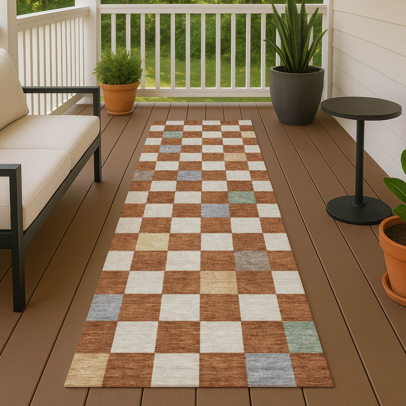 Tapis géométrique intérieur / extérieur lavable à la machine Chantille ACN2656, Paprika