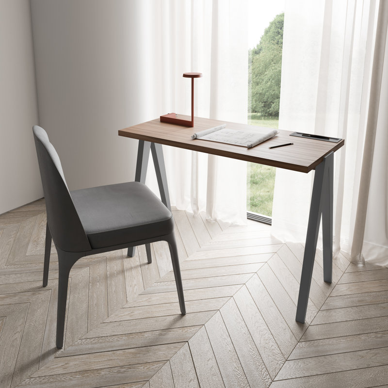 Gundrath Solid Wood Writing Desk, Grey, Walnut