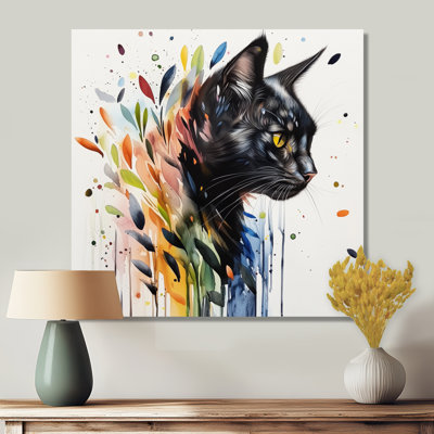 «Modern Botanical Cat Portrait», reproduction d'art en métal