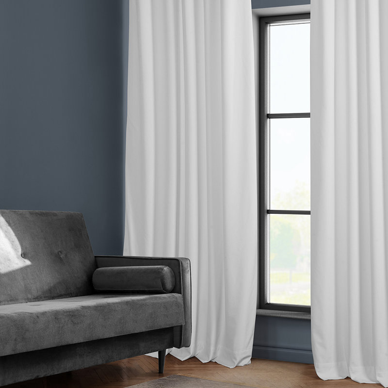 Matra Room Darkening Rod Pocket Single Curtain Panel, 50" W x 96" L, White