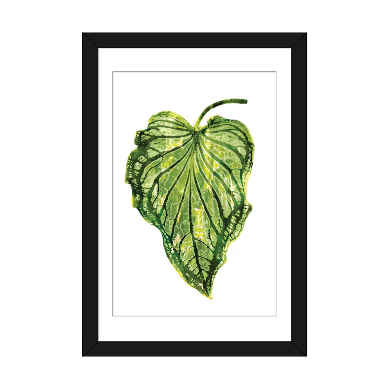 « palm iii », reproduction d’impression sur toile en vert, H 32 po x l 24 po x P 1 po, Papier d'art encadré noir, Blanc
