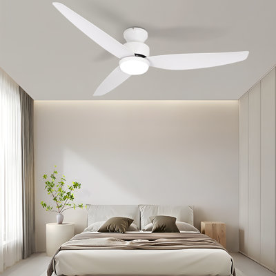 52-inch Modern Ceiling Fan Light With Flush Mount, Direct Current Motor With Remote Control For Bedroom, Living Room, Office And Other Indoor Locations