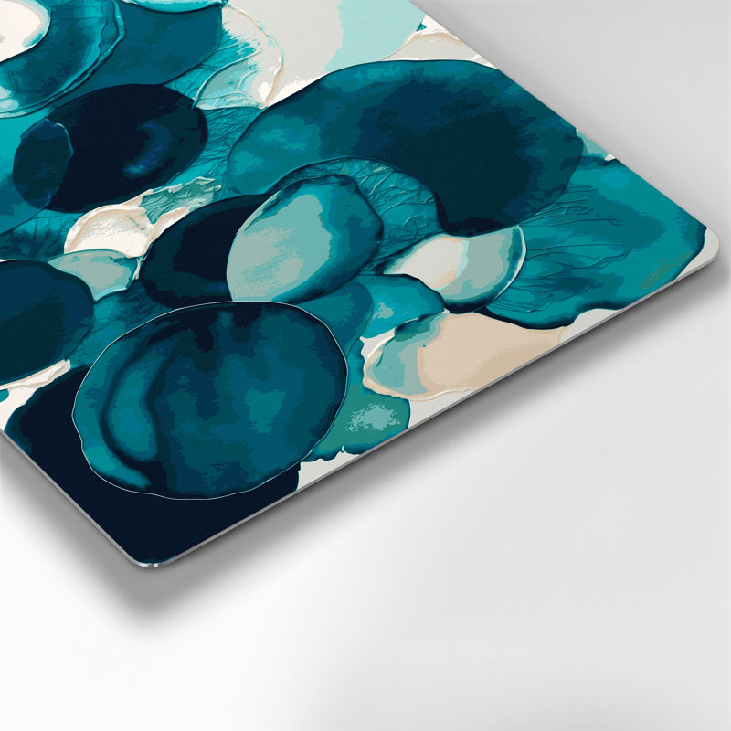 Abstrait aquarelle 76, art mural en métal bleu, H 11 po x l 14 po