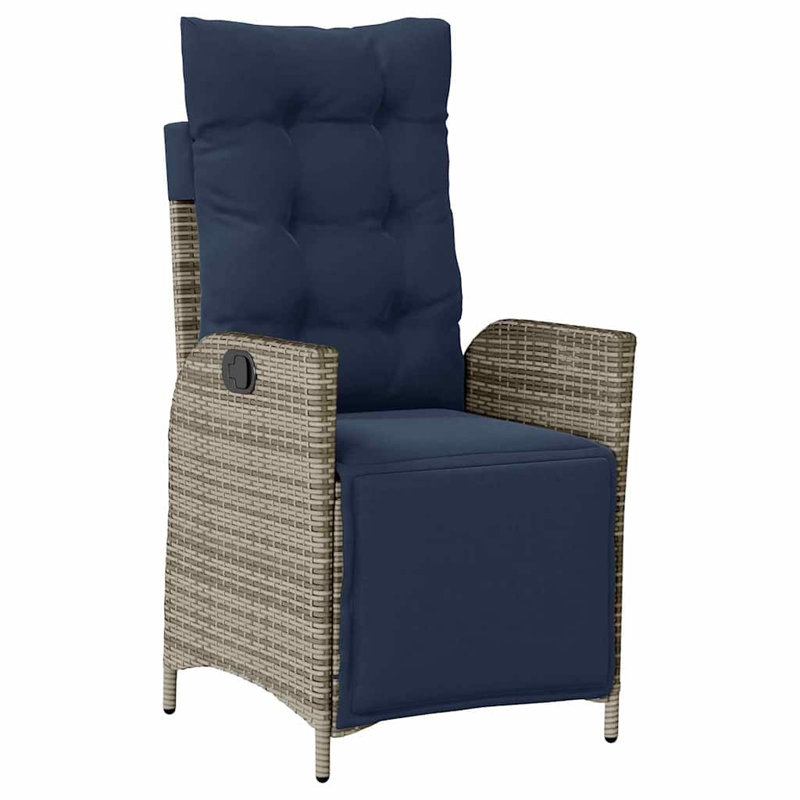  Ensemble de salle à manger de jardin avec coussin 7 pièces en rotin gris et noir, Grey Cushion/Light Brown Frame, 6