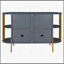 Élégante armoire de salle à manger courbée avec bordure dorée et portes en rotin tissé-1238785977