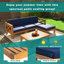 Ensemble de conversation modulaire 5 pièces pour patio en bois d'acacia, finition naturelle avec coussins résistants à l'eau, ensemble de conversation modulaire pour l'extérieur, bleu-44929741