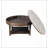 Large Round WaterProof Ottoman Coffee Table 2 Tier Oversized Button Tufted Ottoman with Wooden Shelf Storage Farmhouse Upholstered Coffee Table Living Room Footstool Ottoman Linen( )-230361942