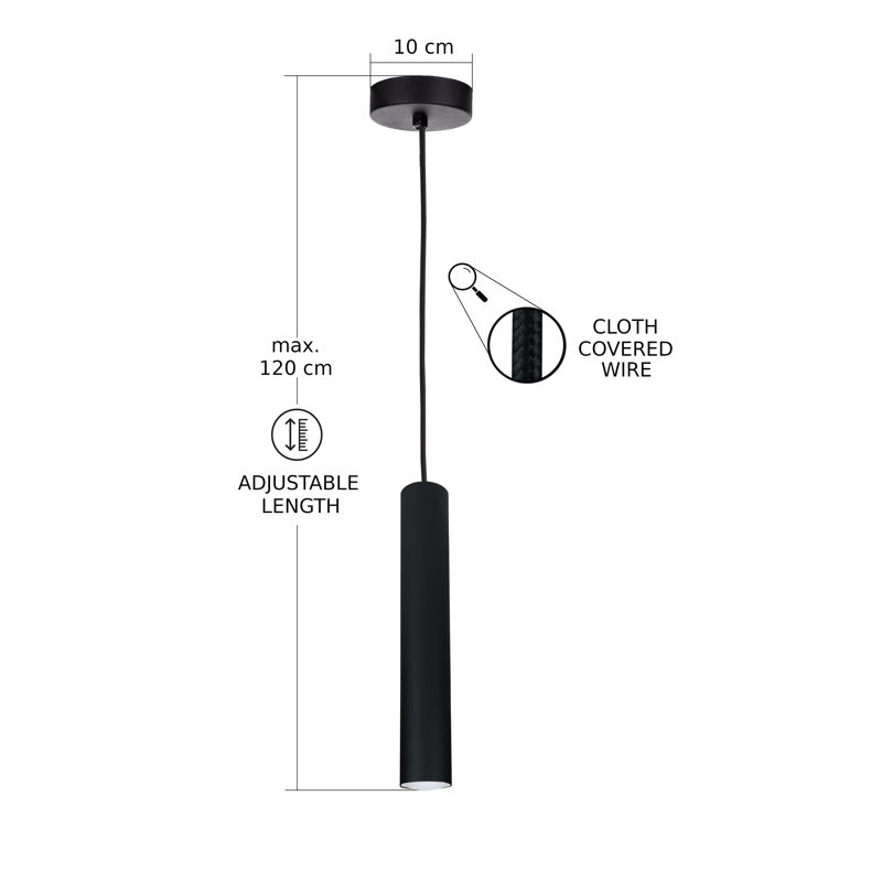 Svala - Light Matte Black Cylinder Pendant, 1