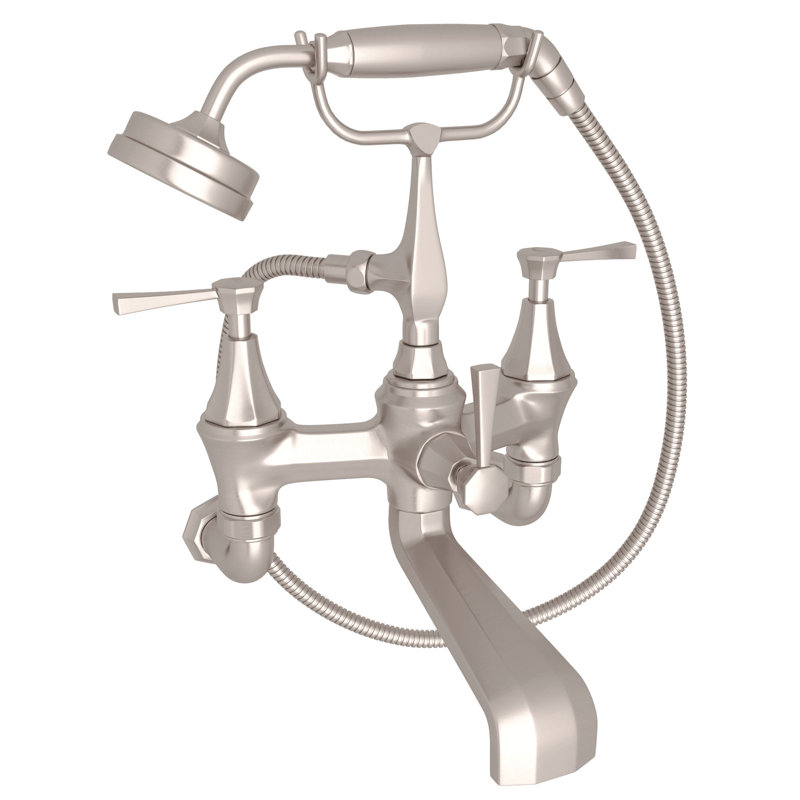 Deco Exposed Wall Mount Tub Filler, Satin Nickel, Lever Handle