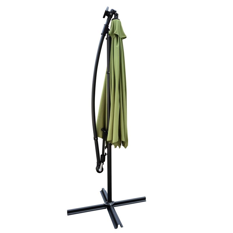 Parasol d'extérieur 10 pi avec lumières solaires - imperméable, 8 nervures, manivelle et base transversale pour parasol de patio à DEL alimenté pour piscine de jardin. Pare-soleil imperméable. Ribs Base. Auvent. Rouille - acier