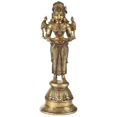 Figurine profonde Lakshmi avec perroquet en laiton