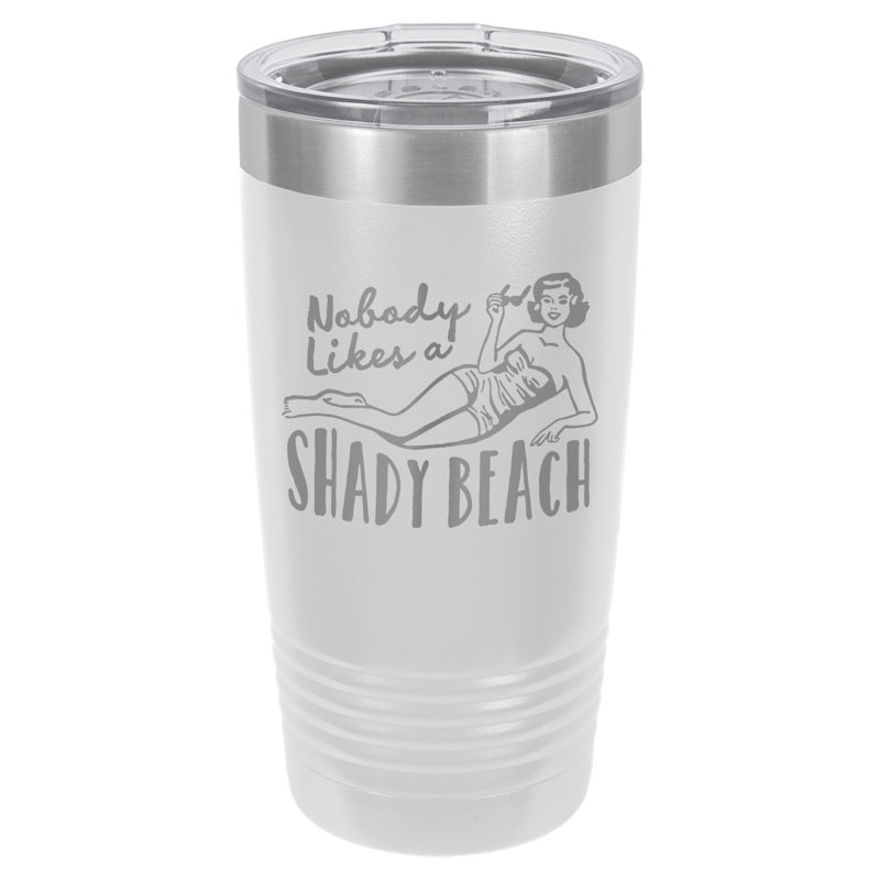 Verre et couvercle isolants blanc Shady Beach