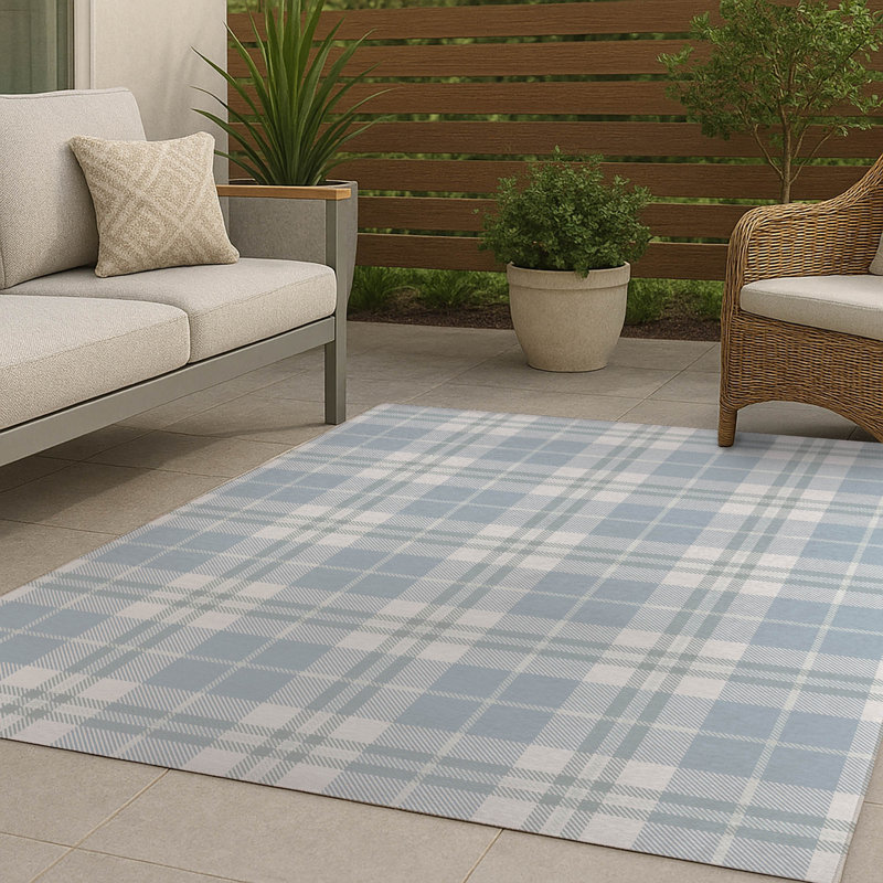 Tapis d'extérieur antidérapant Tartan Block, Rectangulaire 8 pi x 10 pi