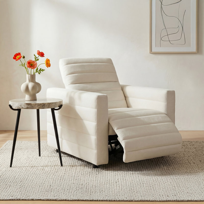 Fauteuil inclinable électrique Waldo blanc cassé, Blanc