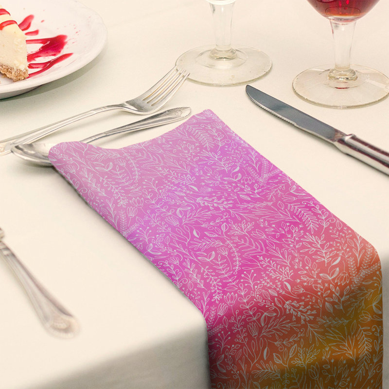 Serviette en coton Ditsy, H 0,1 po x l 10 po x P 10 po, Rose / Orange, Sergé de polyester