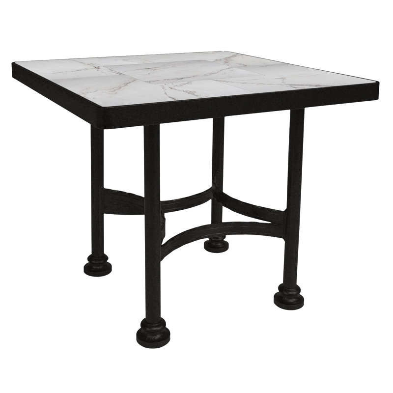 Classico Outdoor Square Side Table, Pallazo White, Carbon Black