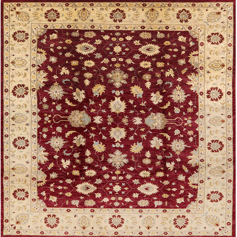 Tapis beige / rouge Furley, Carré 8 pi