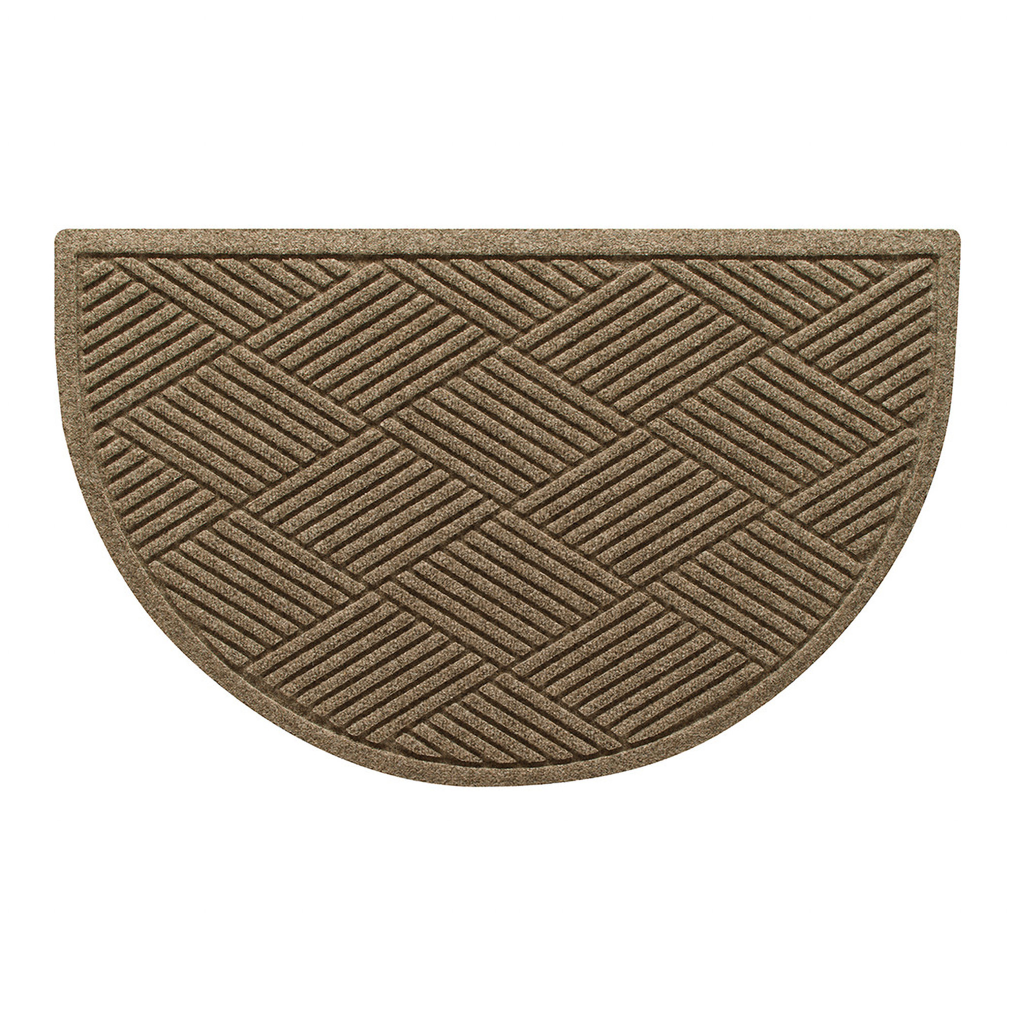 Waterhog Diamonds Indoor Outdoor Doormat, Half Oval 24" x 39", Camel