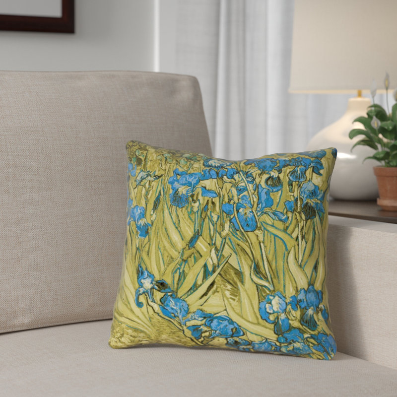 Coussin Morley, 16 po x 1 po, Jaune / Bleu, Housse seulement