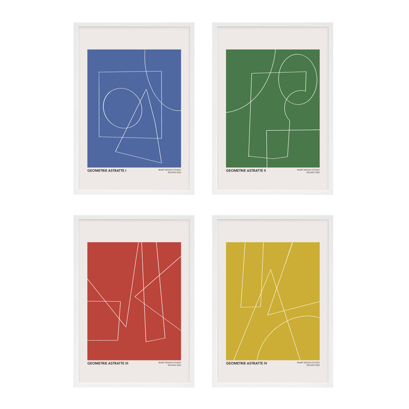 «Caila Geometric Abstraction» par Romina Gadler - Ensemble de 4 reproductions de cadres photo, H 20 po x l 14 po x P 1,25 po