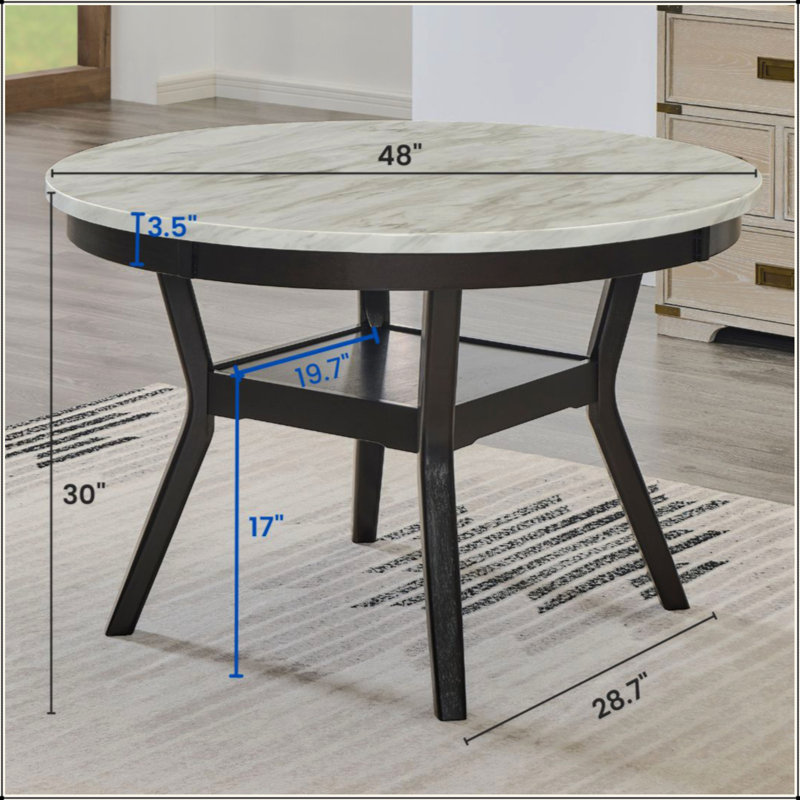 Table de salle à manger en bois avec tablette Mella
