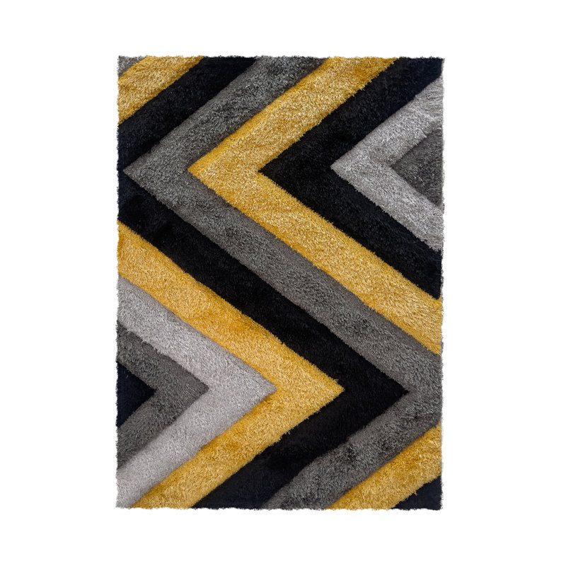 Jaxsone Chevron Hand Woven Shag Area Rug, Rectangle 120 x 170cm