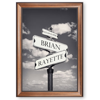 "Street sign" noir et blanc, art mural sur toile personnalisé - impression sur mesure nostalgique pour maison et cadeaux