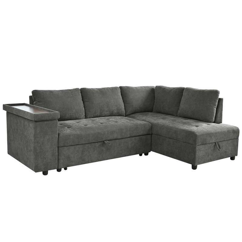 Polyester With Square Arms Sofa, Gray Polyester