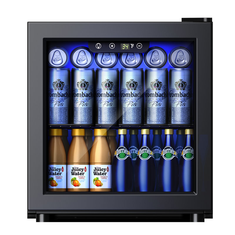 Simzlife 55 Cans Convertible Beverage Refrigerator with Wine Storage and with Glass Door