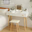 Ensemble de coiffeuse avec miroir à DEL et prise de courant, coiffeuse avec tiroirs et armoire, pour chambre à coucher, salle de bain