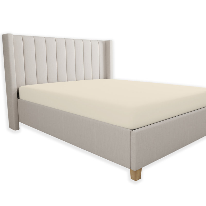 Ivory King Size Deep Pocket Cotton Percale Fitted Sheet Set