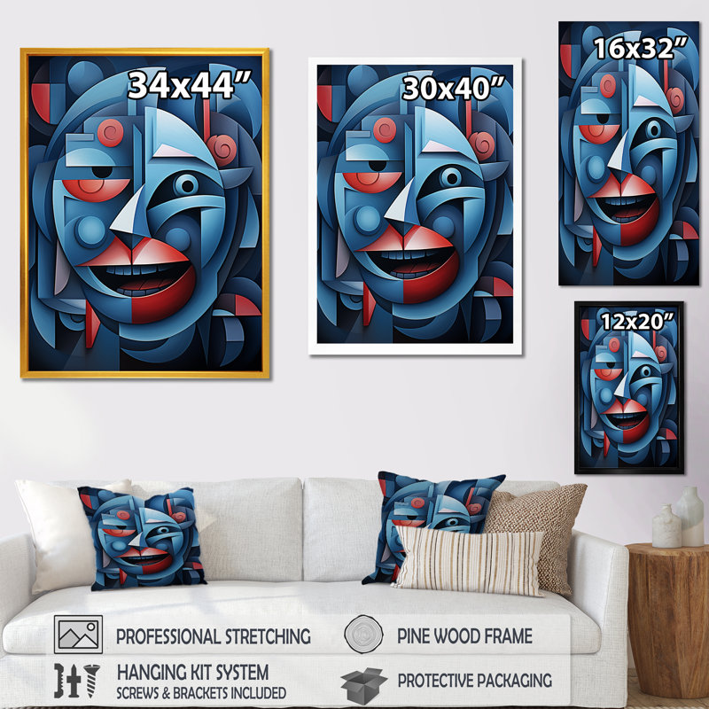 Masque bleu minuit africain II, Toile tendue, 32" H x 24" W