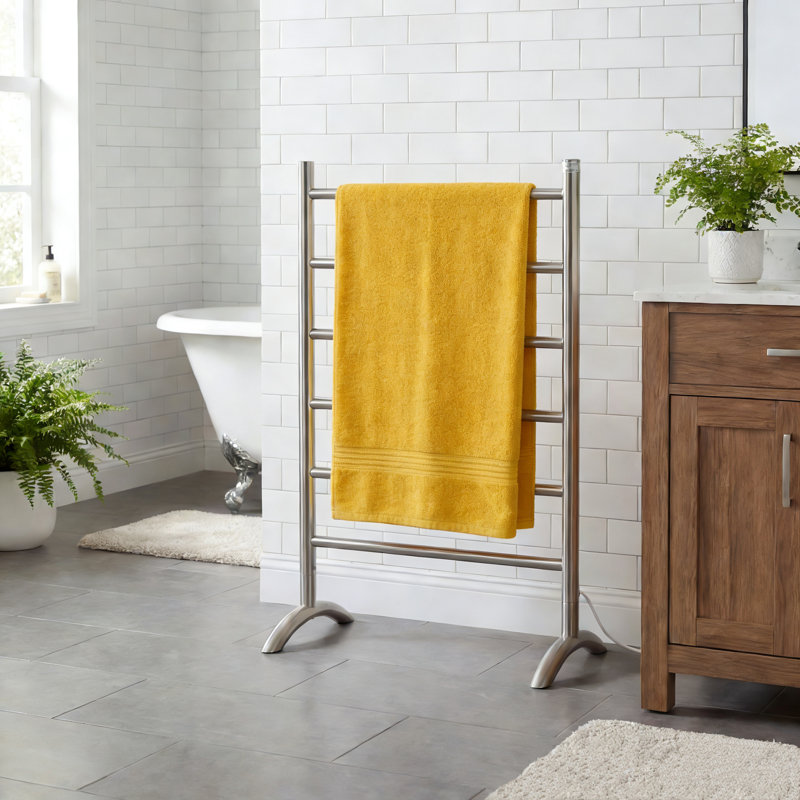 6 Bars Freestanding Straight Towel Rail Electric Towel Warmer with Top-Mounted Timer