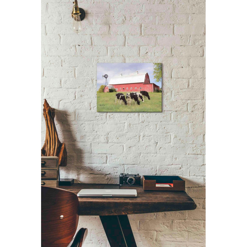 «Henderson Cows» par Lori Deiter, art mural sur toile, H 12 po x l 16 po x P 0,75 po