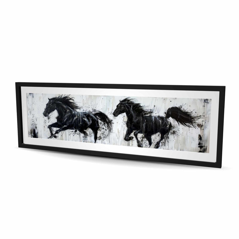 Au galop - imprimé mat gris encadré pour la décoration intérieure