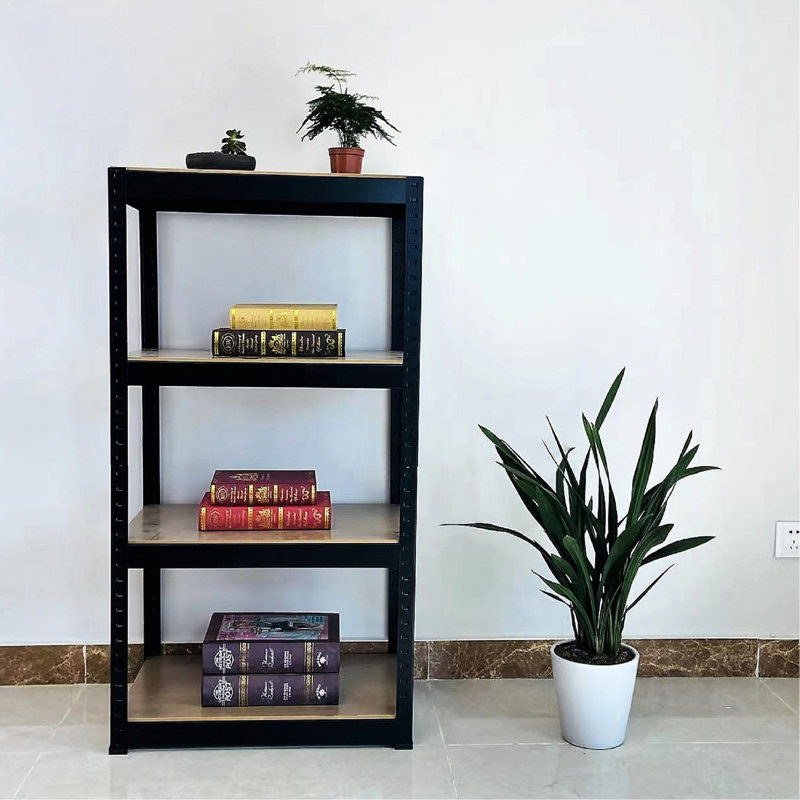 4 tablettes de rangement robustes en métal, réglables pour la cuisine de garde-manger d'entrepôt, 23,6 po x 15,7 po x 47,2 po, étagère de construction noire et sécurisée, cadre