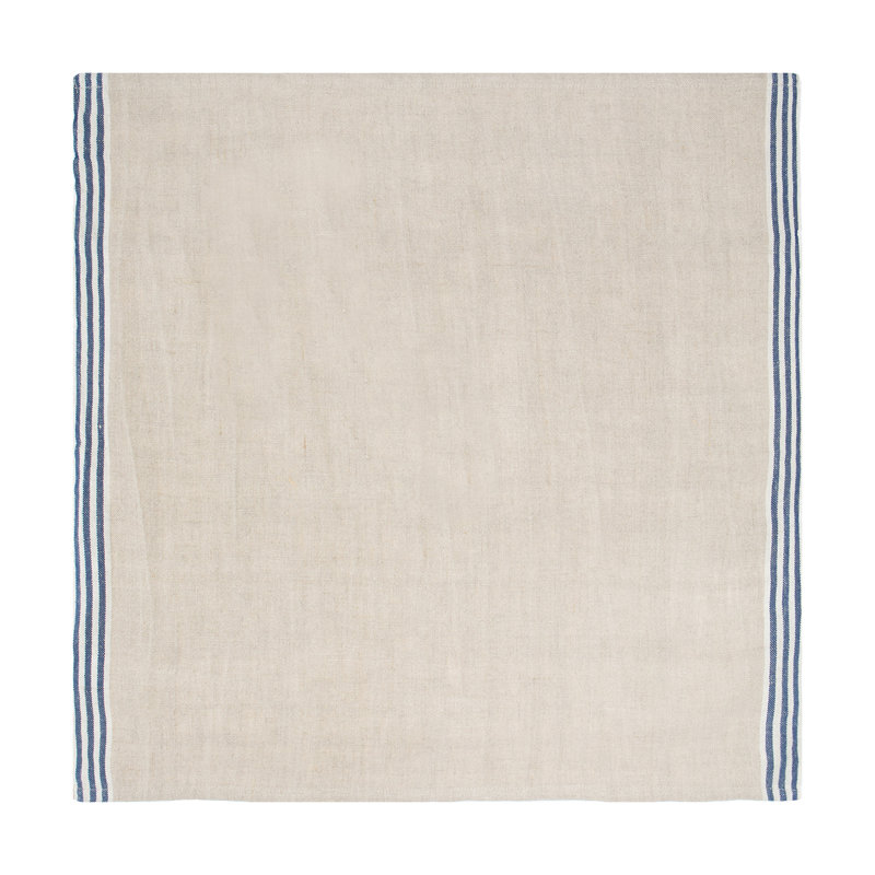 Gil Striped Square Napkin, Natural/Blue