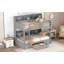 Lit superposé simple avec tablettes intégrées sur les lits supérieur et inférieur et tiroir de rangement, gris