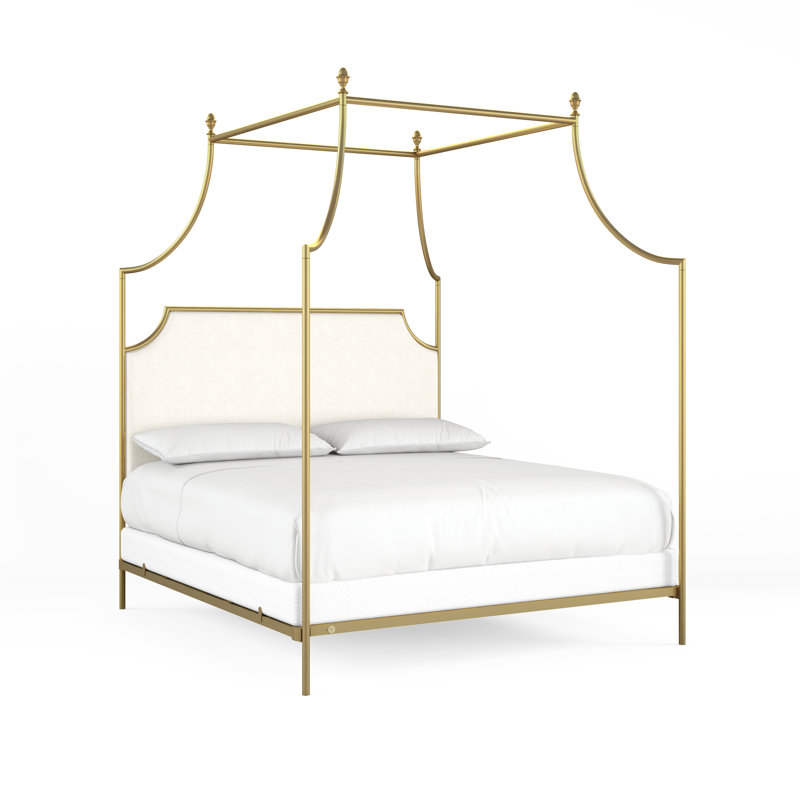 337 Flying Arch Canopy Bed | Complete Canopy, Gold Medal/White, King