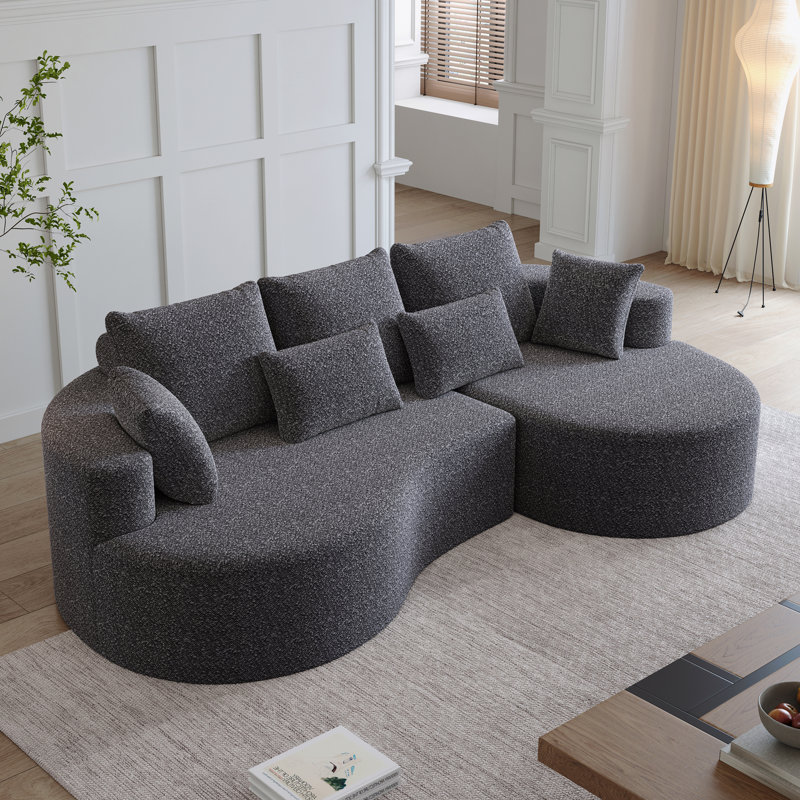 Canapé modulaire surdimensionné rembourré Modern, Gris, Orienté à droite