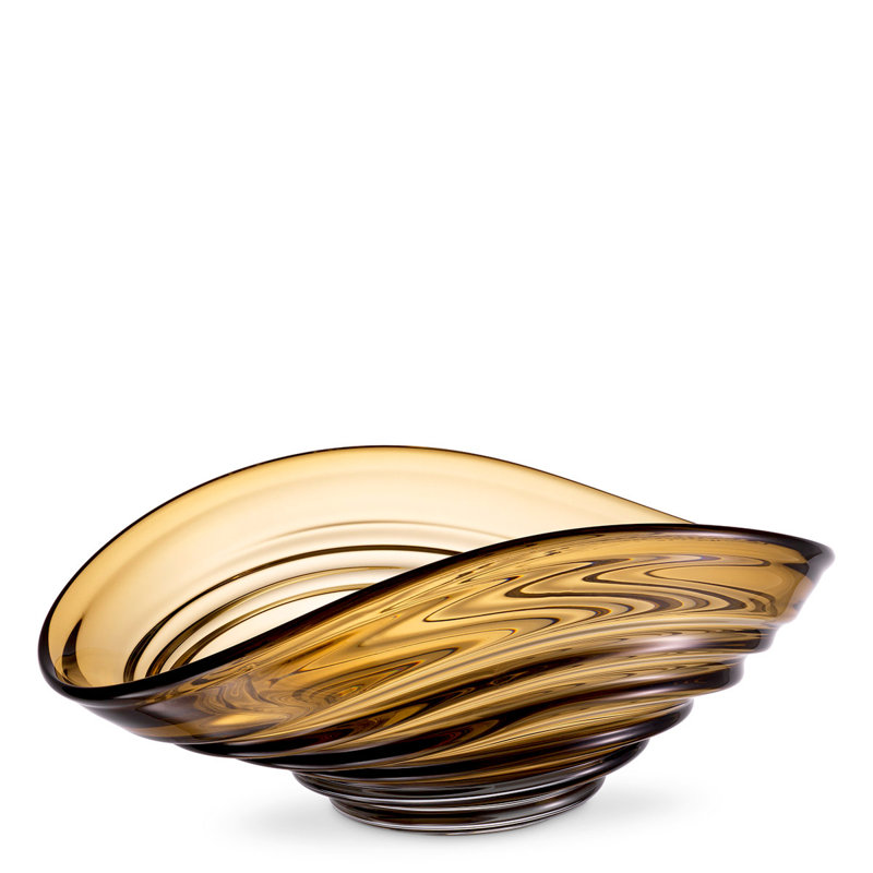 Pheadra Handmade Glass Decorative Bowl, 7.87" H x 19.49" W x 14.17" D, Brown