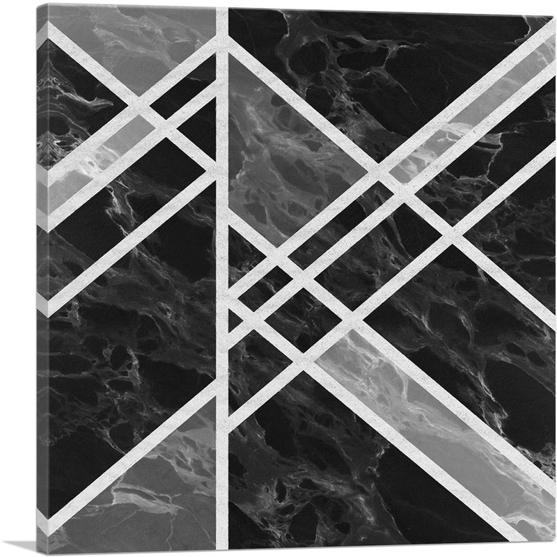 «White Lines on Black Grey», impression sur toile tendue, H 12 po x l 12 po x P 1,5 po